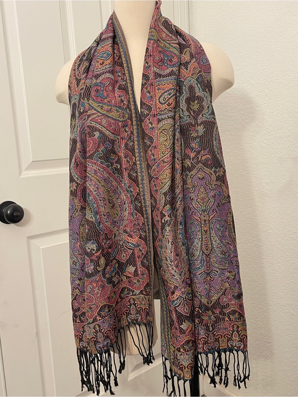 Expressions Multicolor Paisley Shawl with Fringe